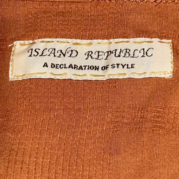 Island Republic 100% silk casual textured pattern casual Cuban button down - Picture 4 of 5